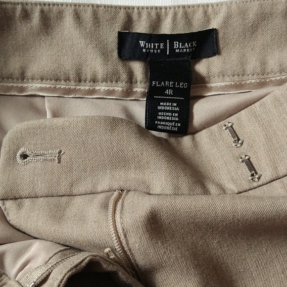 White House Black Market Tan Flare Leg Pants Size 4R - Picture 14 of 14